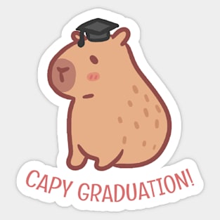 cute capybara wearing a graduation cap Sticker